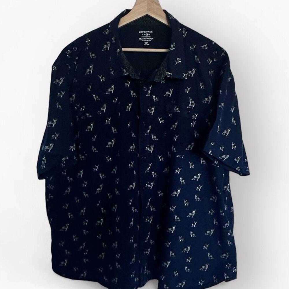 Paper Denim & Cloth Men's Casual Deers Print Button Up Short Sleeve Shirt Sz 3XL
